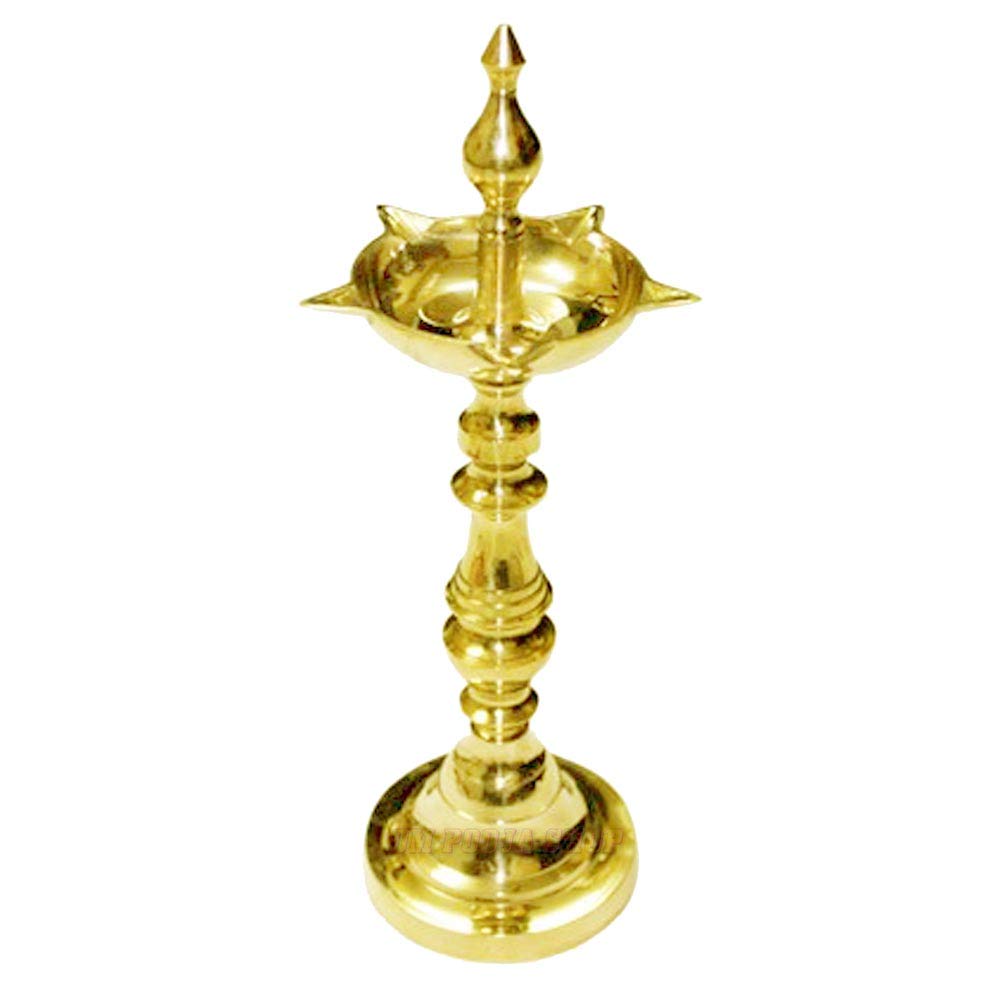 2 Pack Brass Samai Oil Lamp Diya - 10.25 Inch Traditional Indian Deepam for Pooja, Home Decor & Meditation | Handcrafted Hindu Puja Diya for Festivals, Weddings & Spiritual Ceremonies