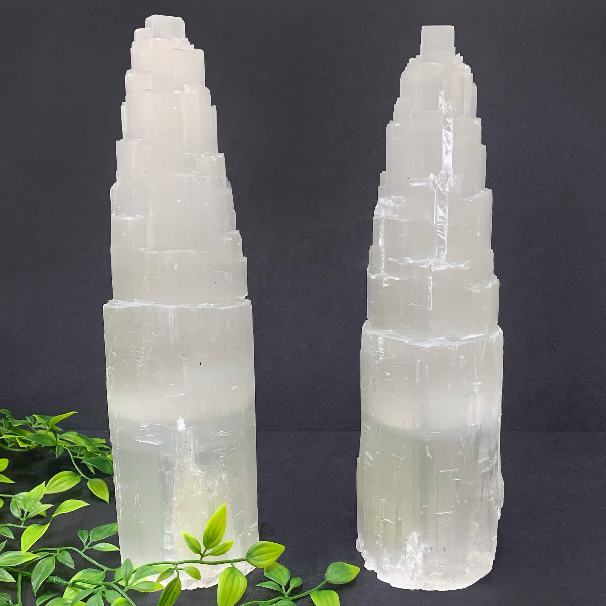 Natural Self Standing Selenite Crystal Pagoda Tower - Energy Cleansing & Healing Stone for Meditation, Chakra Alignment - Spiritual Home Decor & Protection Crystal (12