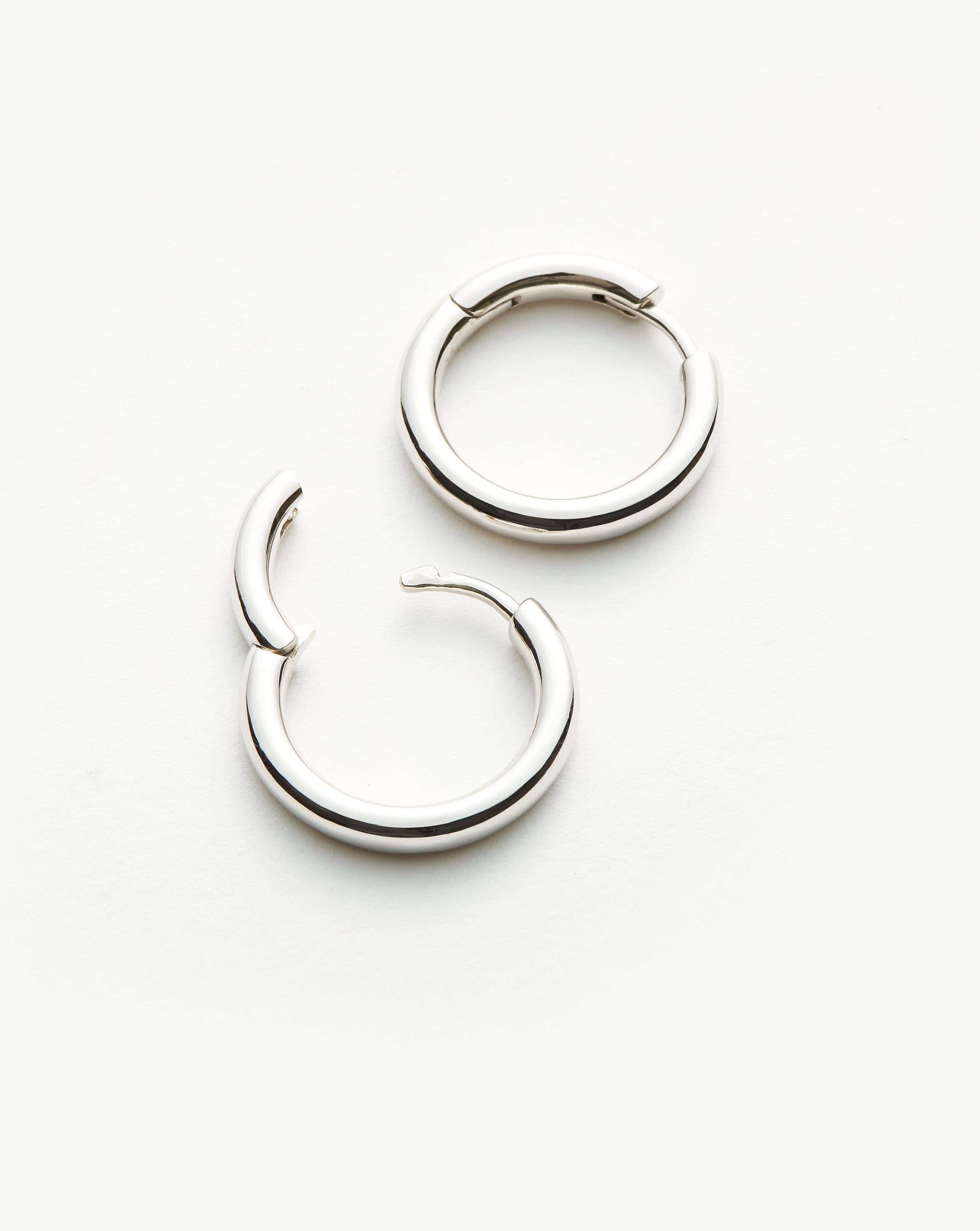 Classic Silver Plated Small Hoop Earrings for Women - Minimalist Tunnel Hoops for Everyday Wear | Perfect for Casual Outfits, Office & Date Nights