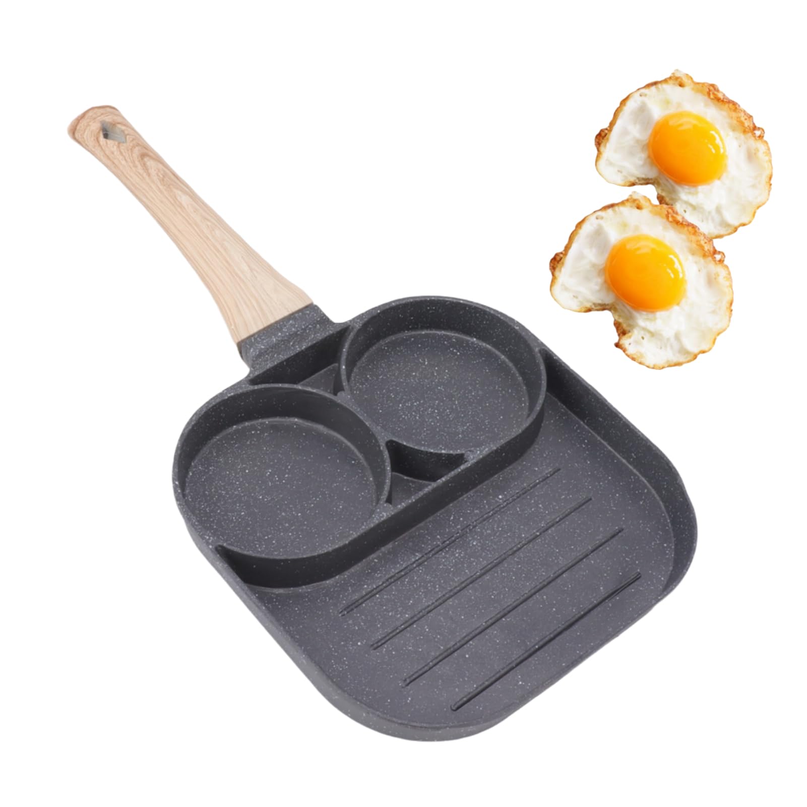 Nonstick Egg Frying Pan - 2 Cup Aluminum Omelette & Pancake Pan for Gas & Induction Stoves - Perfect for Breakfast Eggs, Sandwiches & Quick Meals