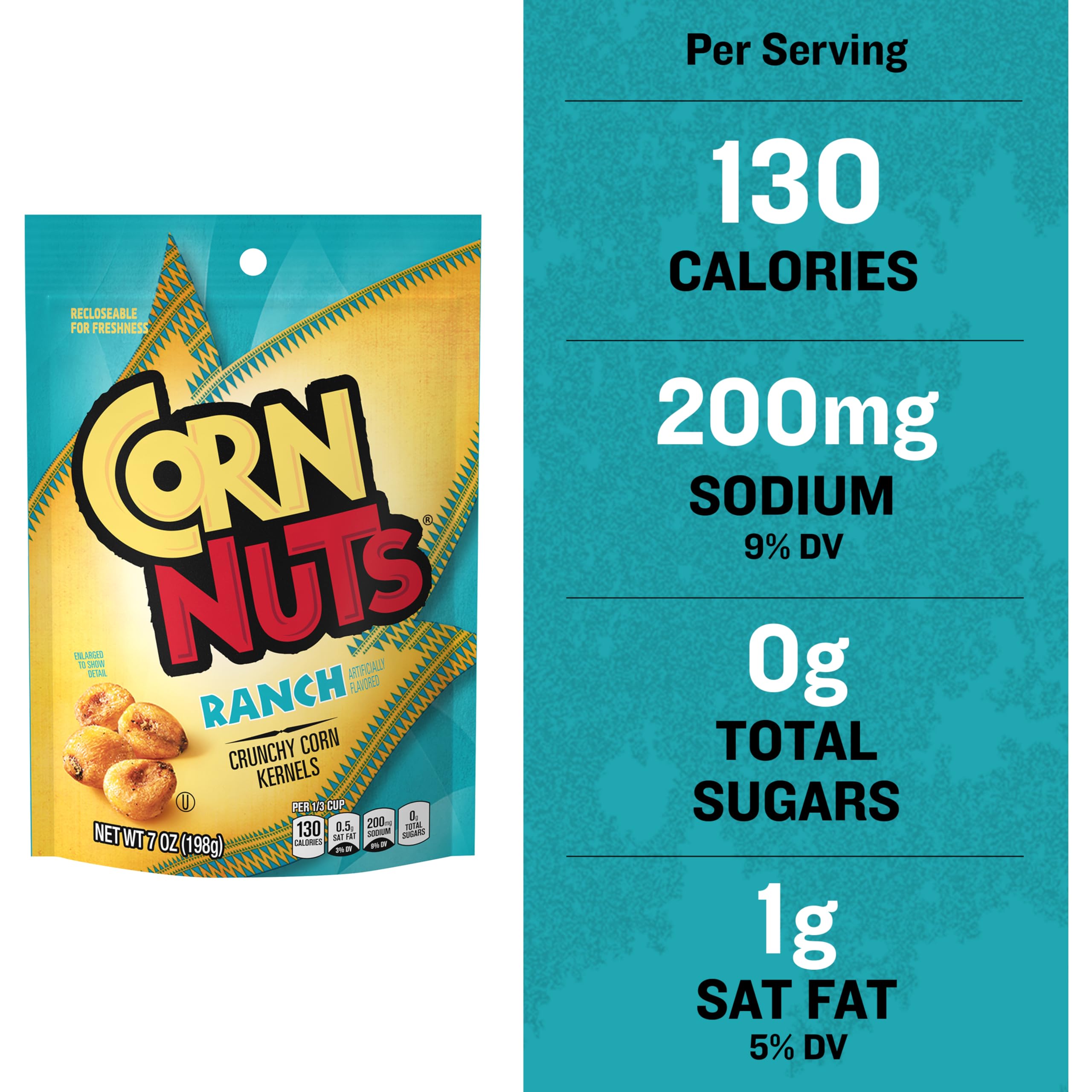 Crunchy Ranch Flavored Corn Nuts Snacks - 7oz Pack of 12 | Gluten-Free Corn Kernel Snacks for Adults | Perfect for Road Trips, Office Snacking & Party Favors