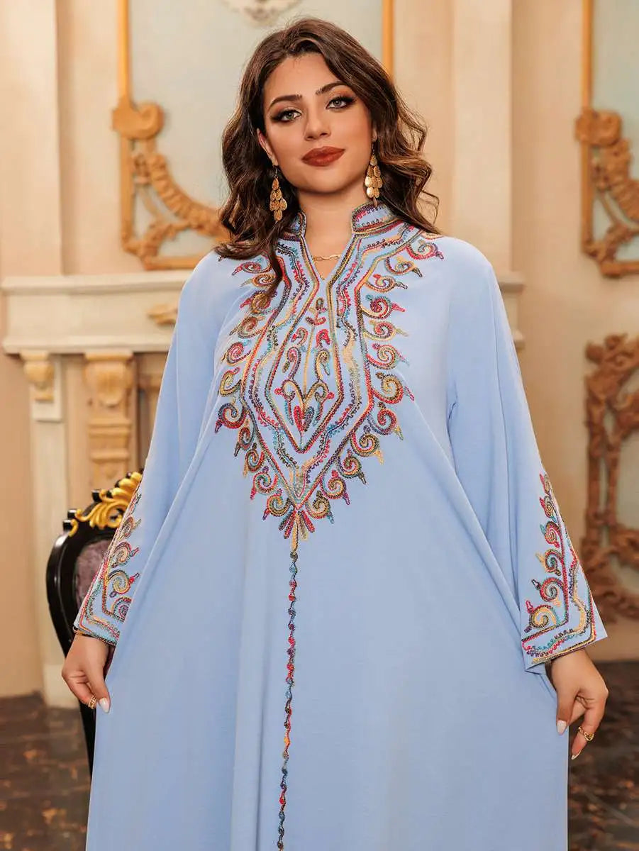 Elegant Eid Embroidery Kaftan Dress for Women - Floral Design #24421 | Perfect for Eid Celebrations, Wedding Guest Outfits & Special Occasions