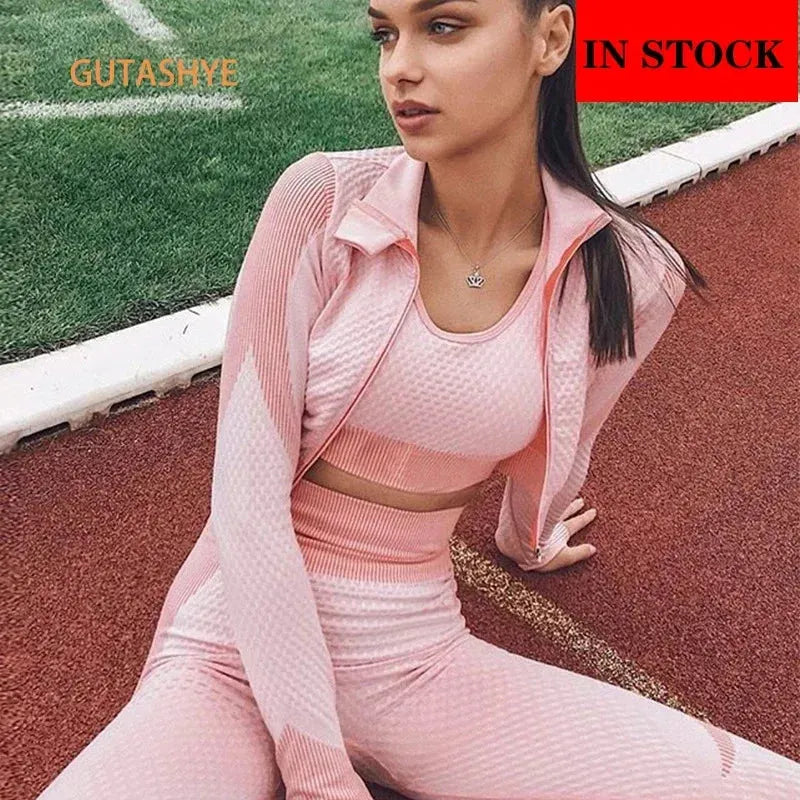Seamless Long Sleeve Yoga Outfits for Women - 2 or 3 Piece Workout Sets | Gym, Running & Fitness Clothes | Perfect for Yoga, Pilates & Active Lifestyles