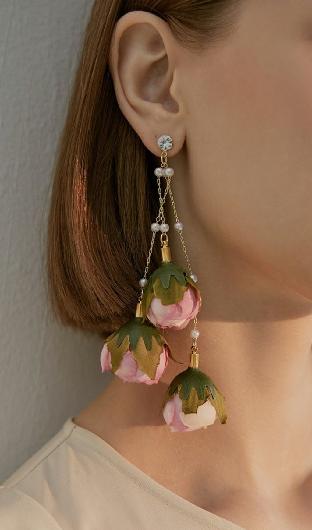 Elegant Imitation Rose Tassel Earrings for Women - Fashion Dangle Drop Jewelry for Party, Wedding & Everyday Wear