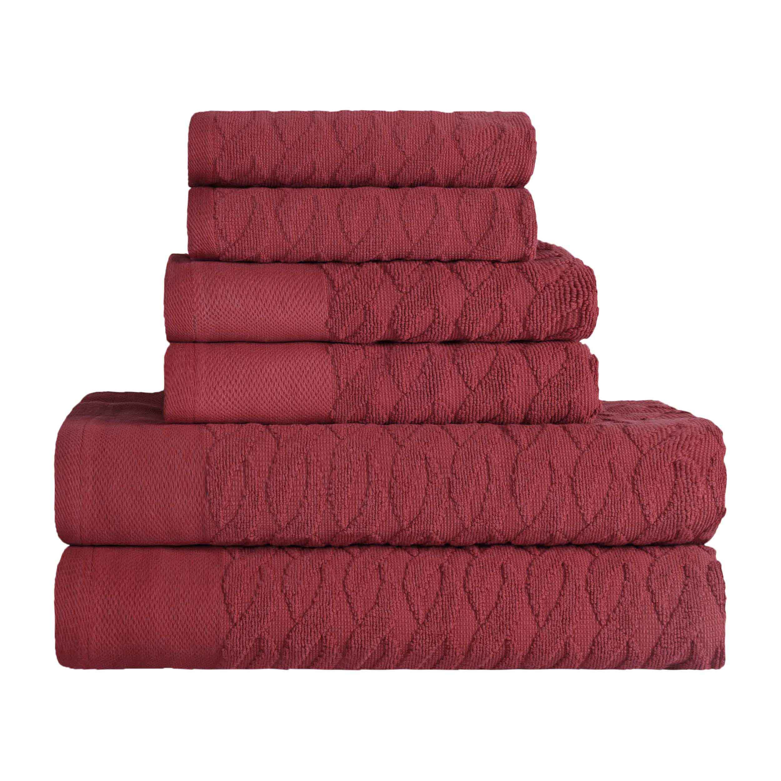 Premium Turkish Cotton Herringbone Jacquard 6-Piece Towel Set - Ultra Soft & Absorbent Bath Towels for Spa, Hotel & Luxury Home Use