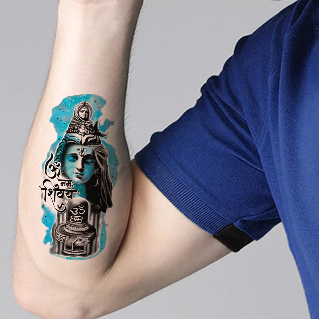 Om Namah Shivay Temporary Tattoo - Waterproof Hindu Spiritual Body Art for Men & Women - Perfect for Festivals, Yoga, Meditation & Spiritual Events