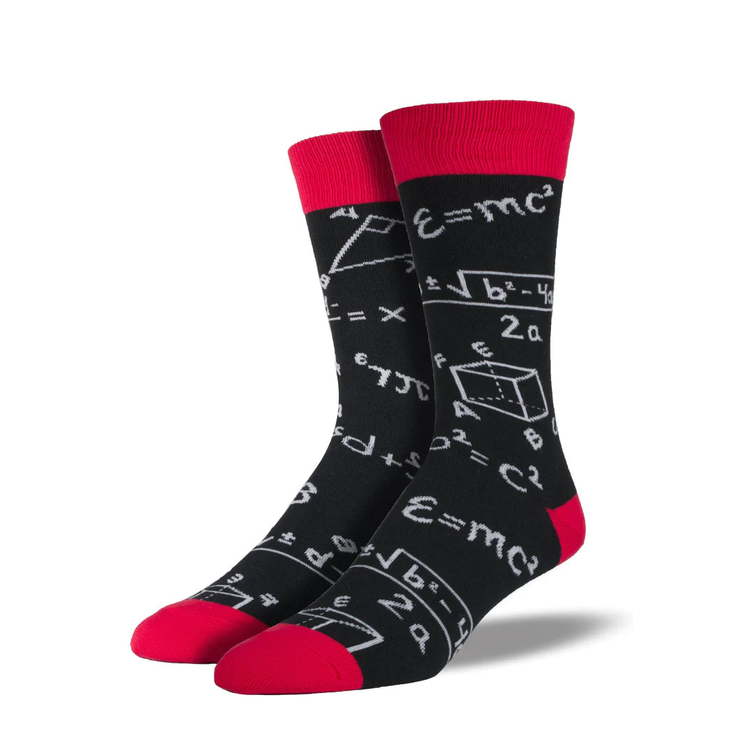 Math-Themed Black Socks for Men - Stylish & Comfortable Casual & Dress Socks - Perfect for Work, School & Everyday Wear