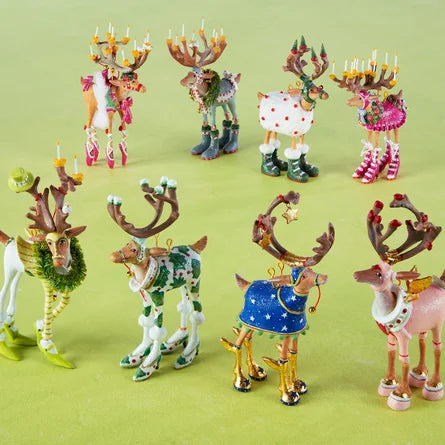 Patience Brewster Mini Reindeer Ornament Set of 8 - Christmas Tree Decorations for Holiday Home Decor, Gift Giving & Festive Party Decorations