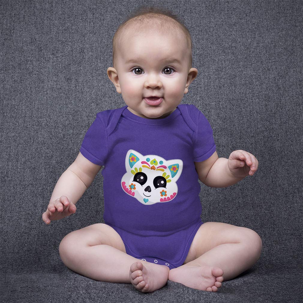 Funny Cat Face Sugar Skull Baby Bodysuit - Cute Cotton Outfit for Boys & Girls | Playtime & Photo Shoots