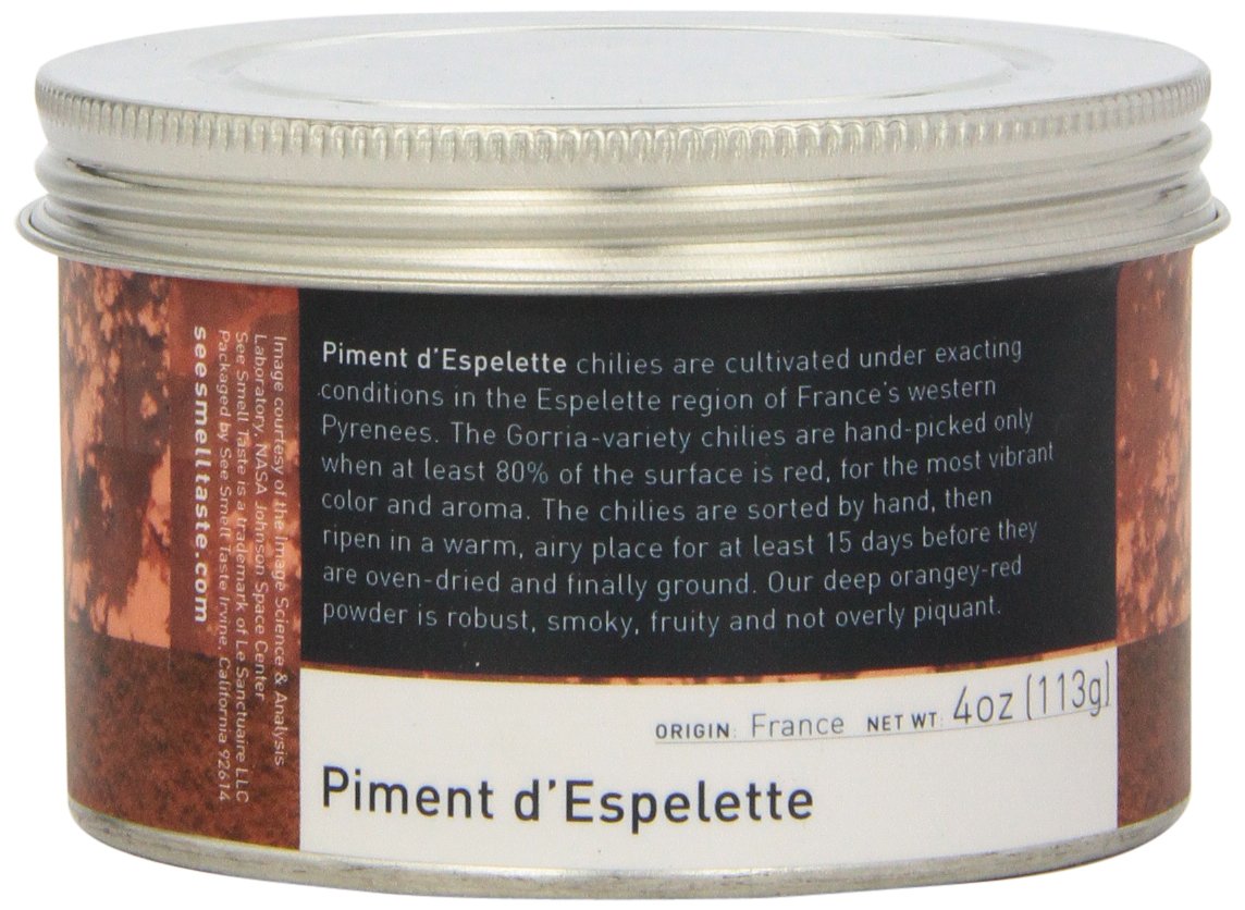 Premium Piment D'Espelette (Espelette Pepper) Powder - 4 oz Glass Jar - Authentic Basque Country Spice - Perfect for Paella, Stews & Grilled Meats - Gourmet Cooking & BBQ Essential