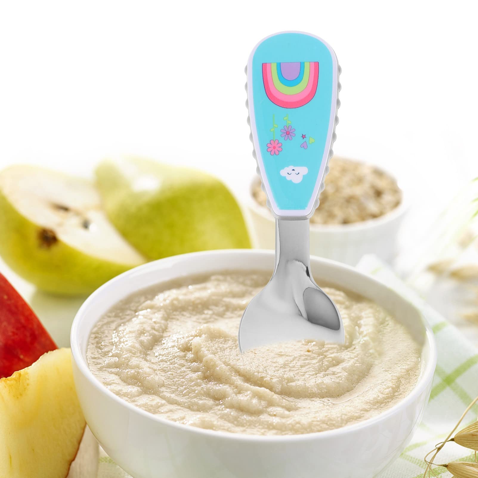 Hemoton 1 Set Baby Feeding Spoon and Fork - BPA-Free Infant Training Utensils for Self-Eating | Lightweight Toddler Spoon Set for Beginners | Perfect for Baby-Led Weaning, First Foods & Mealtime Learning