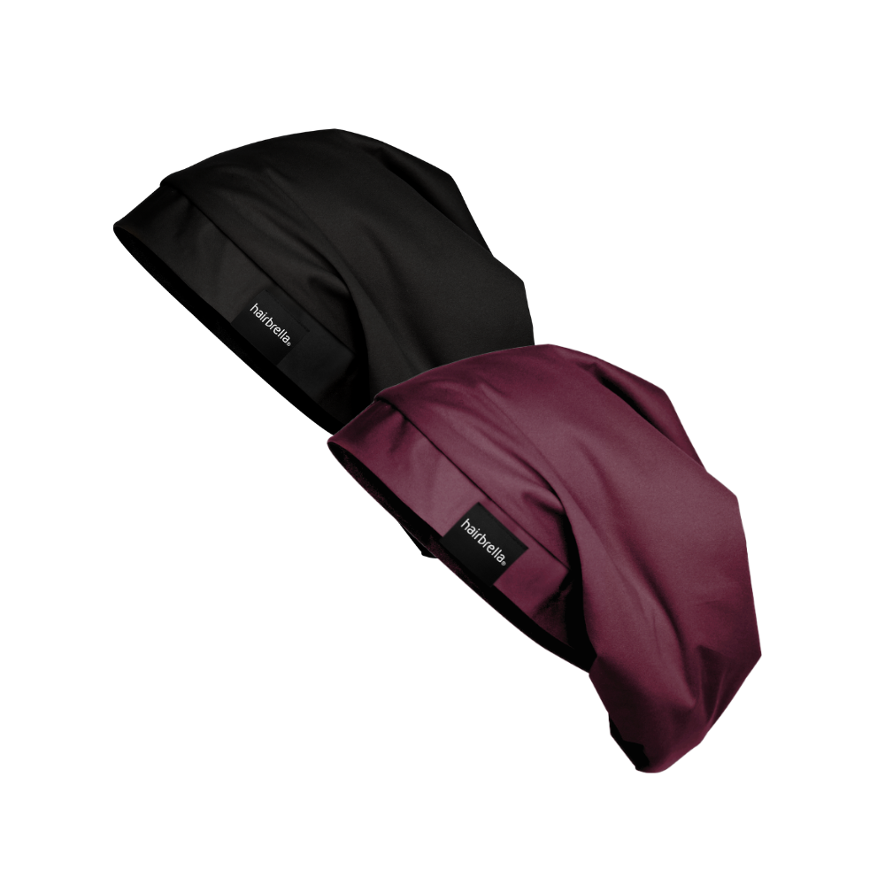 Hairbrella Satin Lined Sleep Cap for Curly & Natural Hair - 2 Pack Bundle | Soft & Breathable Night Cap for Hair Protection & Moisture Retention | Perfect for Bedtime, Travel & Salon Visits