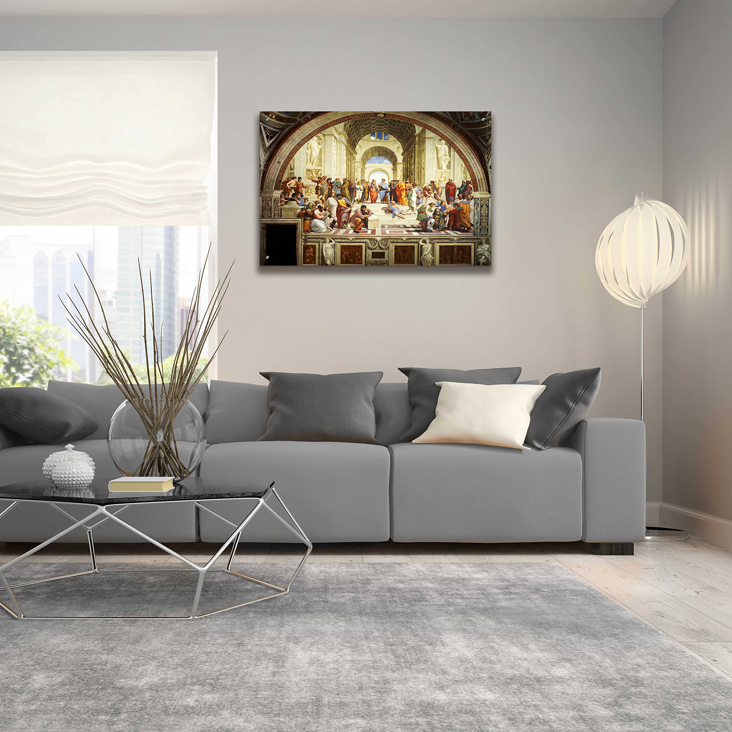 The School of Athens by Raphael - Premium Acrylic Glass Wall Art Print 36x24 Inches - Famous Renaissance Painting for Home Decor, Office & Gallery Display