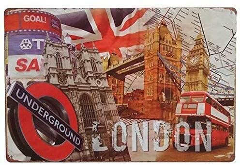 Premium Vintage Tin Sign - Big Ben London Metal Wall Art 12x8 Inch | Rustic Coffee Shop, Bar & Pub Decor | Home & Office Wall Decoration for British Theme