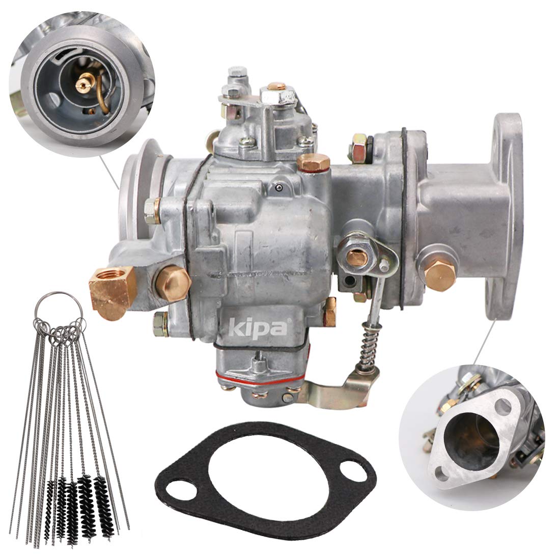 High-Performance KIPA Carburetor Replacement for Jeep Willys CJ3B, CJ5, M38A1 with F-Head 4-Cylinder F134 Engine (Part# 17701.02, 923808) - Includes Gasket & Carbon Dirt Jet Cleaner Tool Kit - Off-Road, Restoration & Classic Car Maintenance