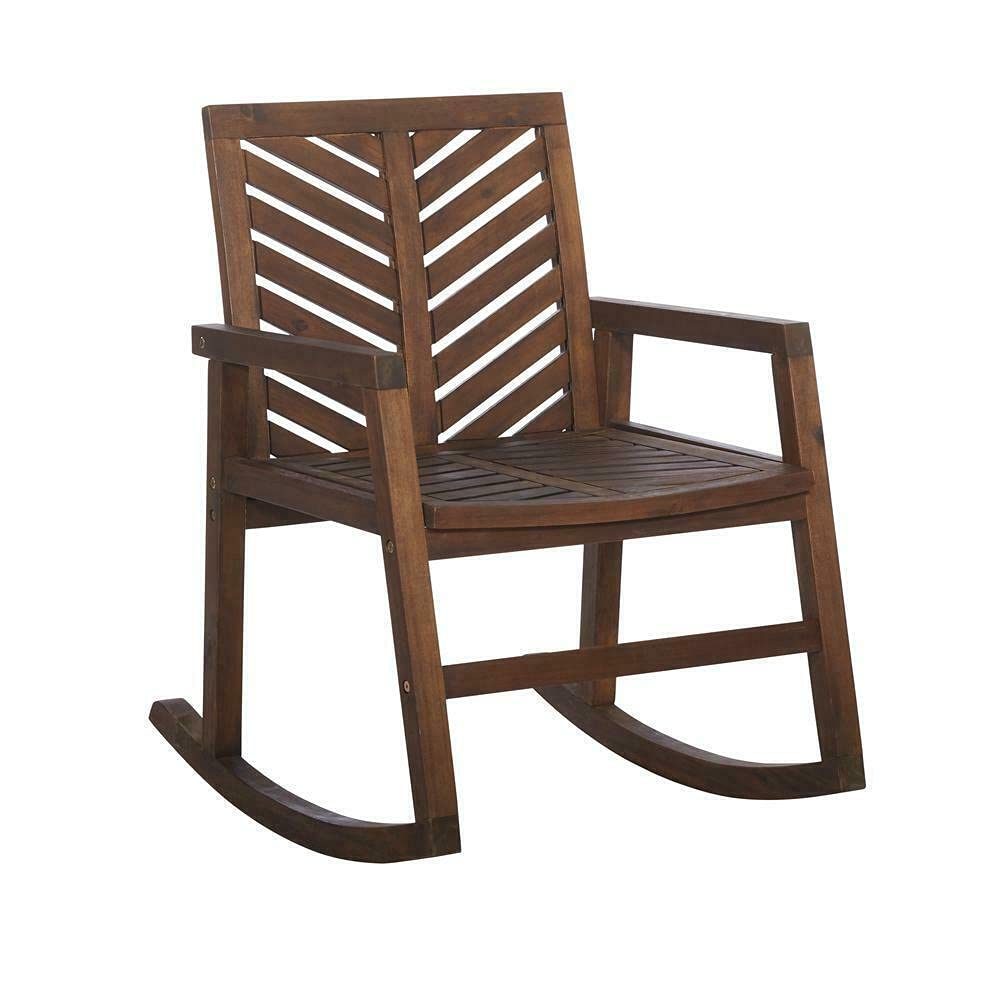 Dark Brown Mikalo Outdoor Chevron Rocking Chair - Sturdy Rocker Camp Chair for Patio, Garden & Backyard Relaxation | Perfect for Porch Swinging, Camping & Outdoor Lounging