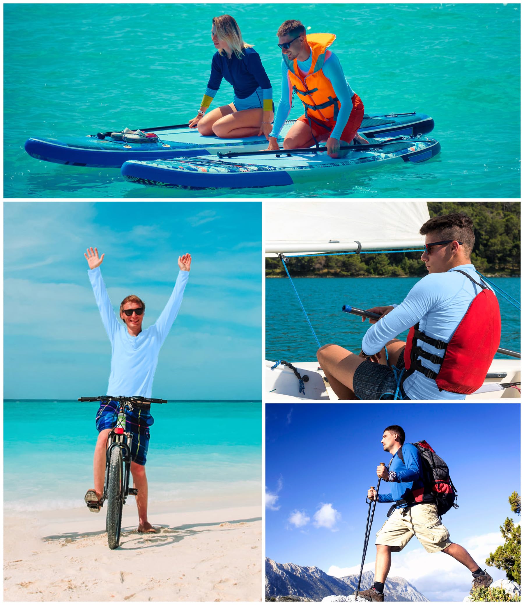 4 Pack Men's UPF 50+ Long Sleeve Rash Guard Shirts - SPF UV Sun Protection for Swimming, Fishing & Outdoor Activities - Lightweight Quick-Dry Performance Shirts for Beach, Surfing & Water Sports