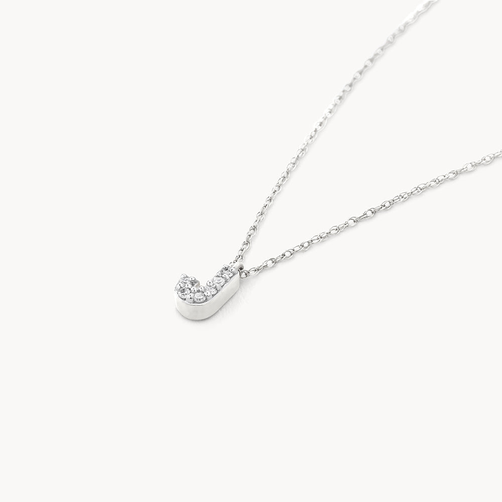 Diamond Letter J Necklace in Sterling Silver - Elegant Personalized Jewelry for Women, Perfect for Gifts, Anniversaries & Everyday Wear