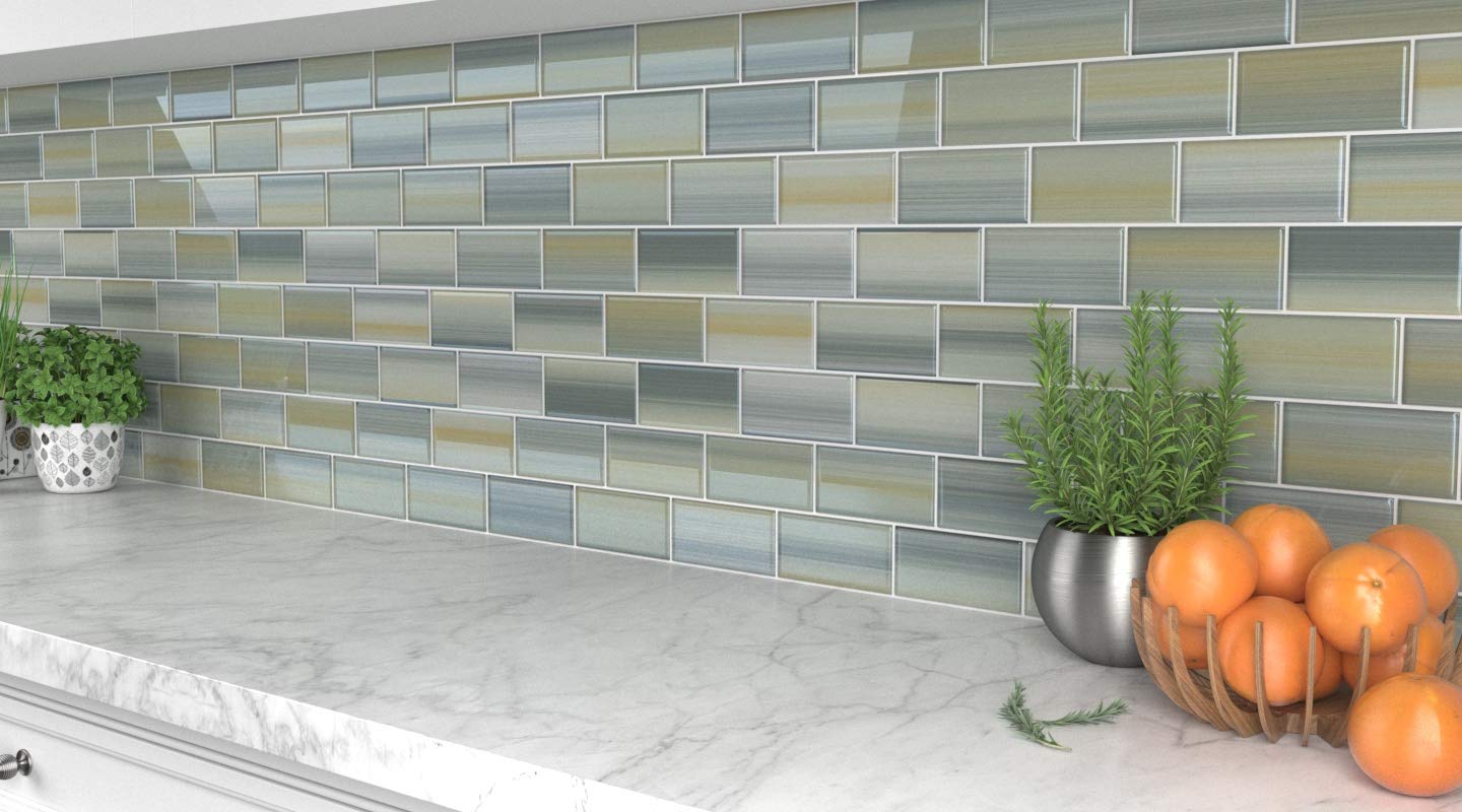 Bodesi Hand-Painted 3x6 Inch Glass Subway Tile for Beach-Themed Bathroom & Kitchen Backsplash | Coastal Home Decor