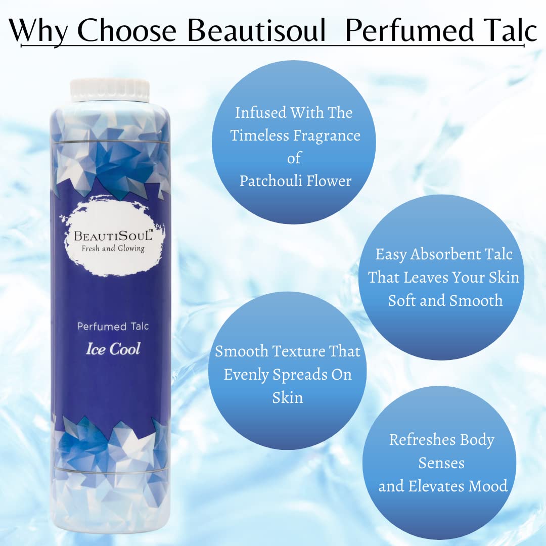Beautisoul Ice Cool Perfumed Talcum Powder | Prickly Heat Cooling Powder for Summer | 300g + 100g Combo | Body Cooling Powder for Hot Weather & Heat Rash Relief | Perfect for Outdoor Activities, Gym & Daily Use