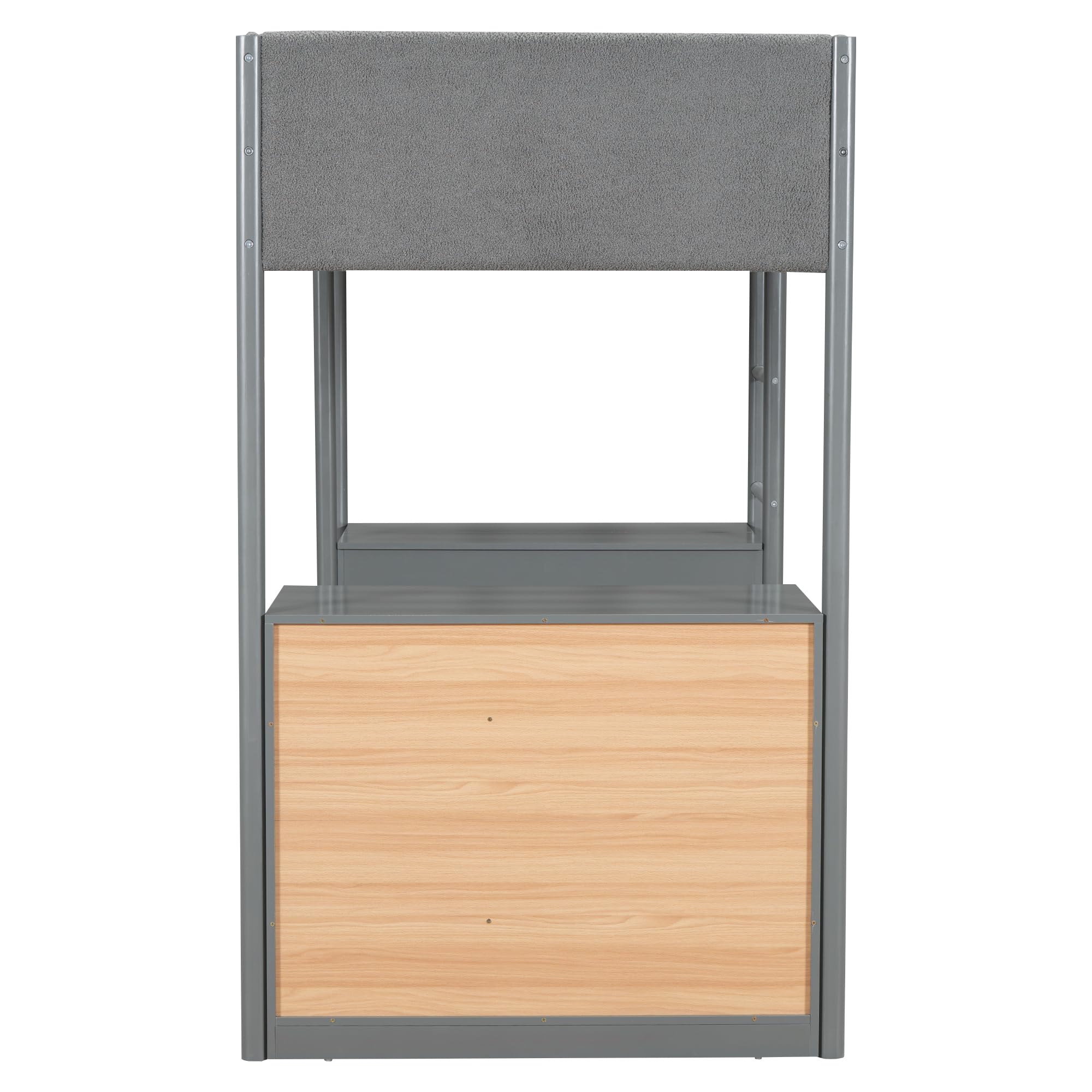 Twin Size Wood Loft Bed Frame with Storage Shelf, 4 Drawers & Built-in Desk - Space Saving Loft Bed for Kids, Teens Boys & Girls - Perfect for Small Bedrooms, Dorms & Studio Apartments (Gray)