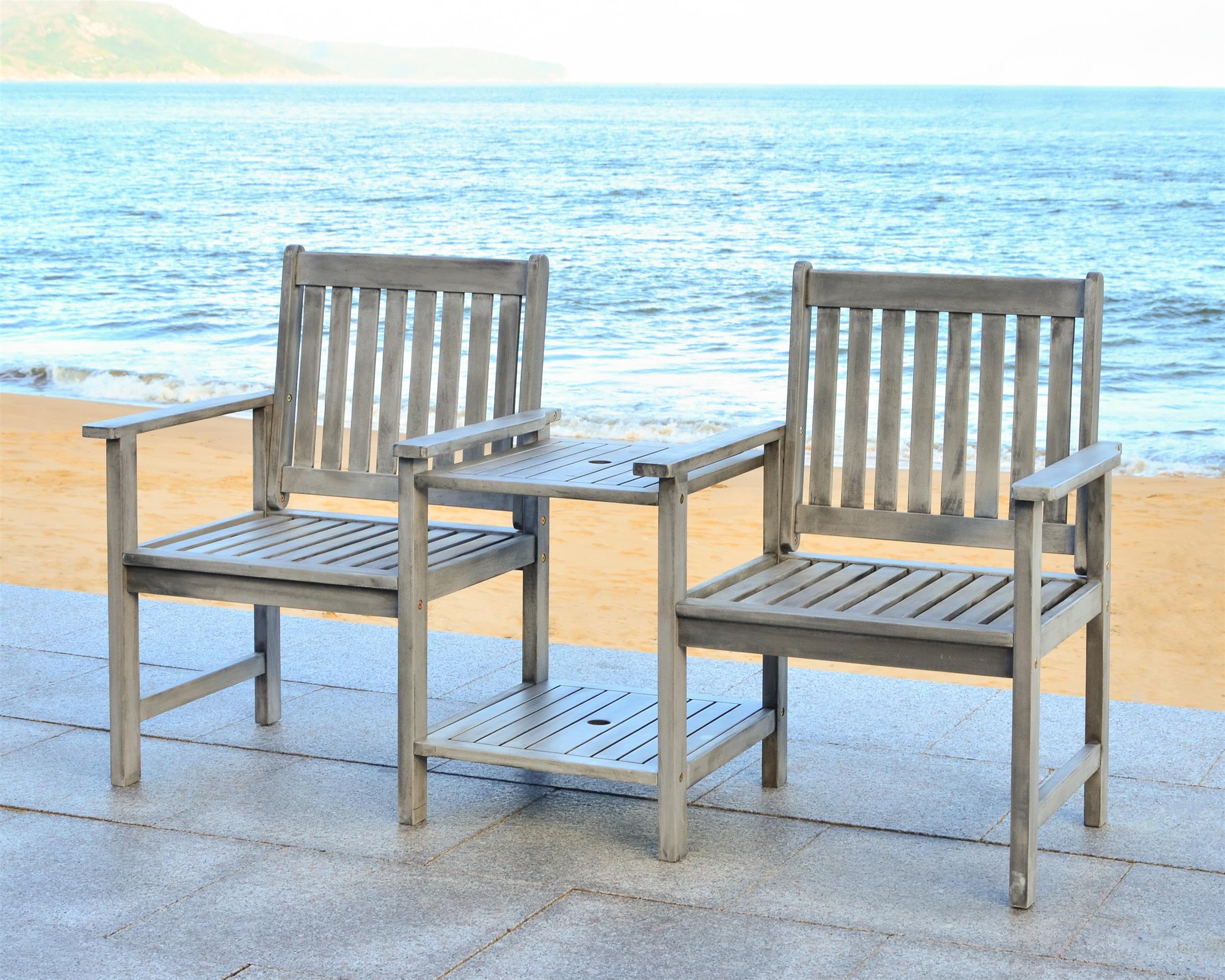 SAFAVIEH Outdoor Collection Brea Teak Brown Seat Bench - Weather-Resistant Patio Furniture for Garden, Porch & Deck Seating