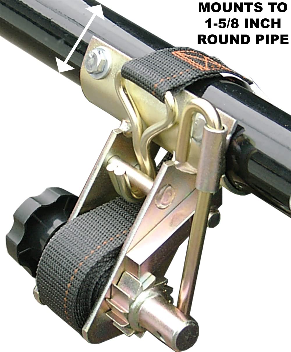2 Pack RS4 Gold Ladder Rack Tie-Downs - 8ft Black Strap for Truck & Roof Racks