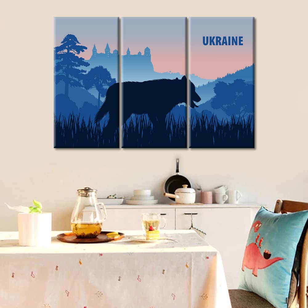 TUMOVO 3-Panel Moldova Fox Wall Art - Modern Animal Canvas Prints for Home Decor, Minimalist Bedroom Wall Hanging Paintings (60