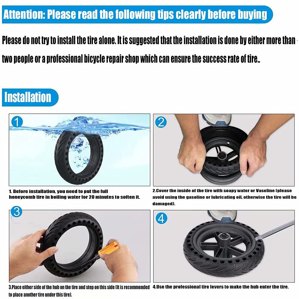 10x2.50 10-Inch Solid Rubber Electric Scooter Tires - Explosion-Proof Replacement Tires for Ninebot G30 Max 60/70-6.5 E-Scooters (Set of 2) - Perfect for Commuting, Urban Travel & Last-Mile Transportation