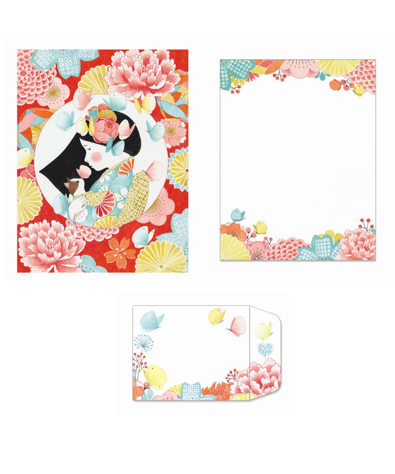 Djeco Misa Letter Set - Elegant Stationery for Greetings, Invitations & Thank You Cards - Perfect for Weddings, Birthdays & Special Occasions