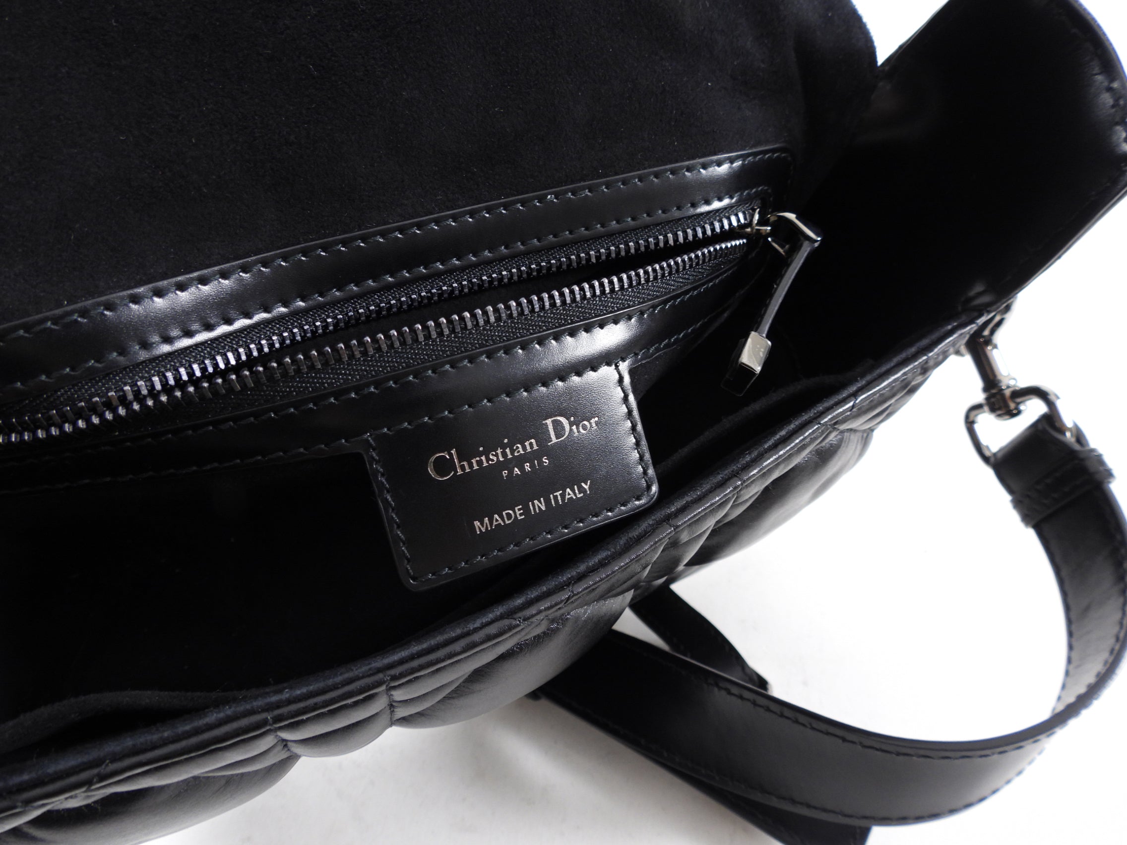 Christian Dior Black Leather Cannage Diorcamp Messenger Crossbody Bag for Women - Luxury Designer Shoulder Bag for Work, Travel & Everyday Use