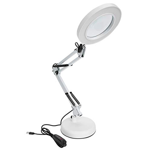 5X Magnifying Glass Lamp with LED Light - Adjustable Desk Lamp for Reading, Nail Art, Beauty Salon, Crafts & Close Work - Perfect for Makeup, Jewelry Repair & Detailed Tasks