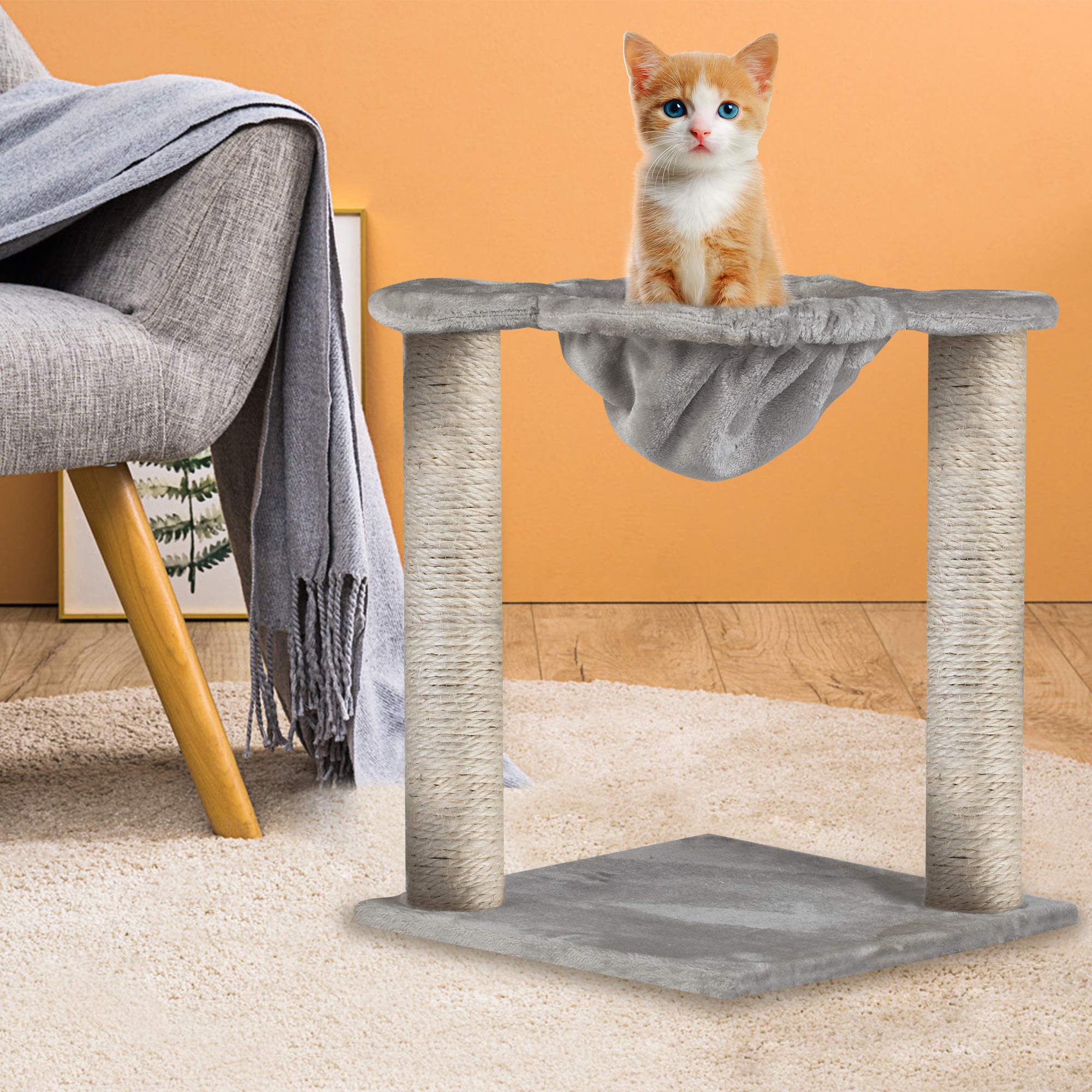 Dporticus Large Cat Tree with Scratching Posts, Condo, Hammock & Sisal-Covered Climber - 19.7