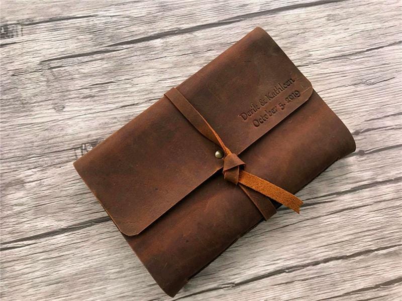 Custom Leather Photo Album - Personalized Memory Book for Weddings, Anniversaries & Baby Keepsakes | Handmade Scrapbook for Cherished Moments