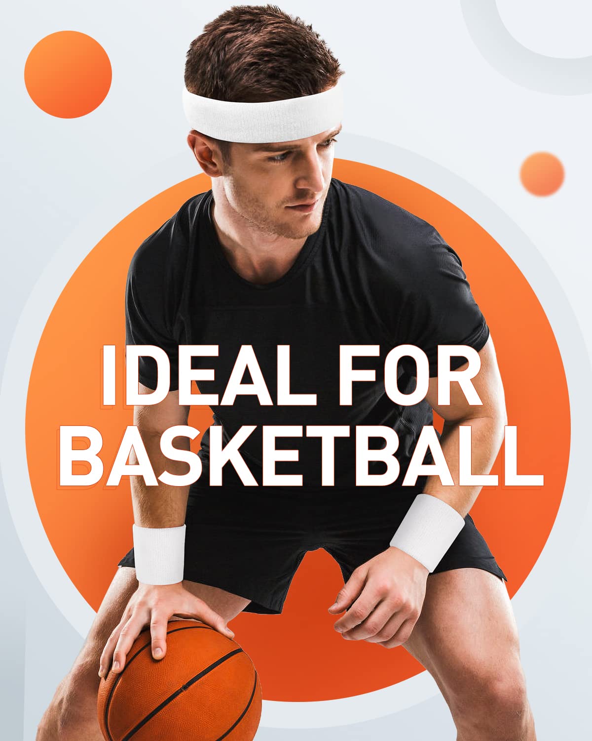Tanluhu Sweatbands for Men & Women - Terry Cloth Athletic Headbands for Workout, Running, Tennis, Basketball - Breathable Cotton Sport Headband for Gym, Yoga & Outdoor Activities