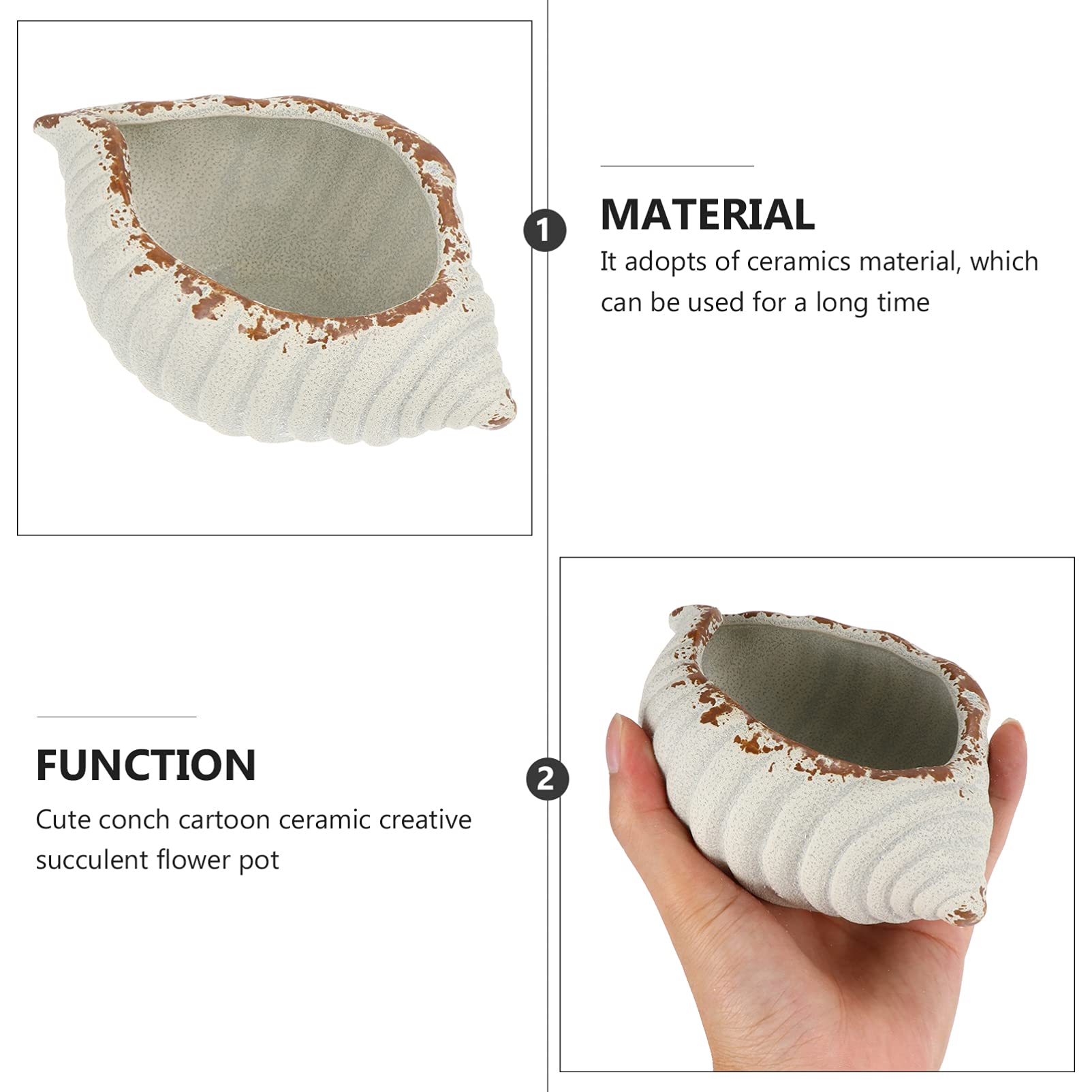 Happyyami 3-Piece Artistic Flower Pots Set - Imitation Conch Design Planter for Indoor Plants, Succulents, Herbs | Perfect for Home Decor, Office Desk, Garden & Balcony