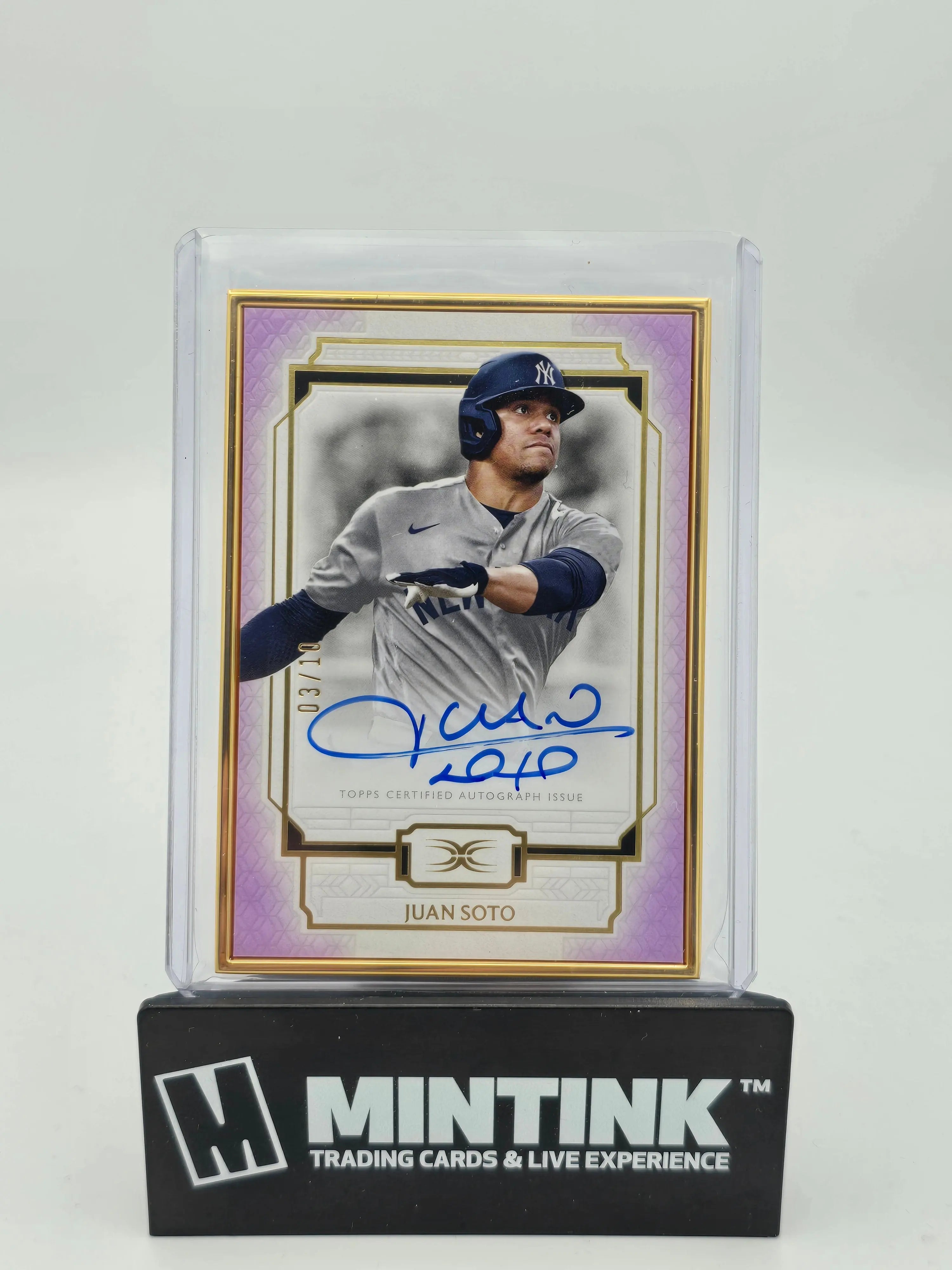 2024 Topps Definitive Baseball Juan Soto Purple Gold Framed Autograph Card /10 - Rare Collectible for Baseball Fans & Sports Memorabilia Enthusiasts