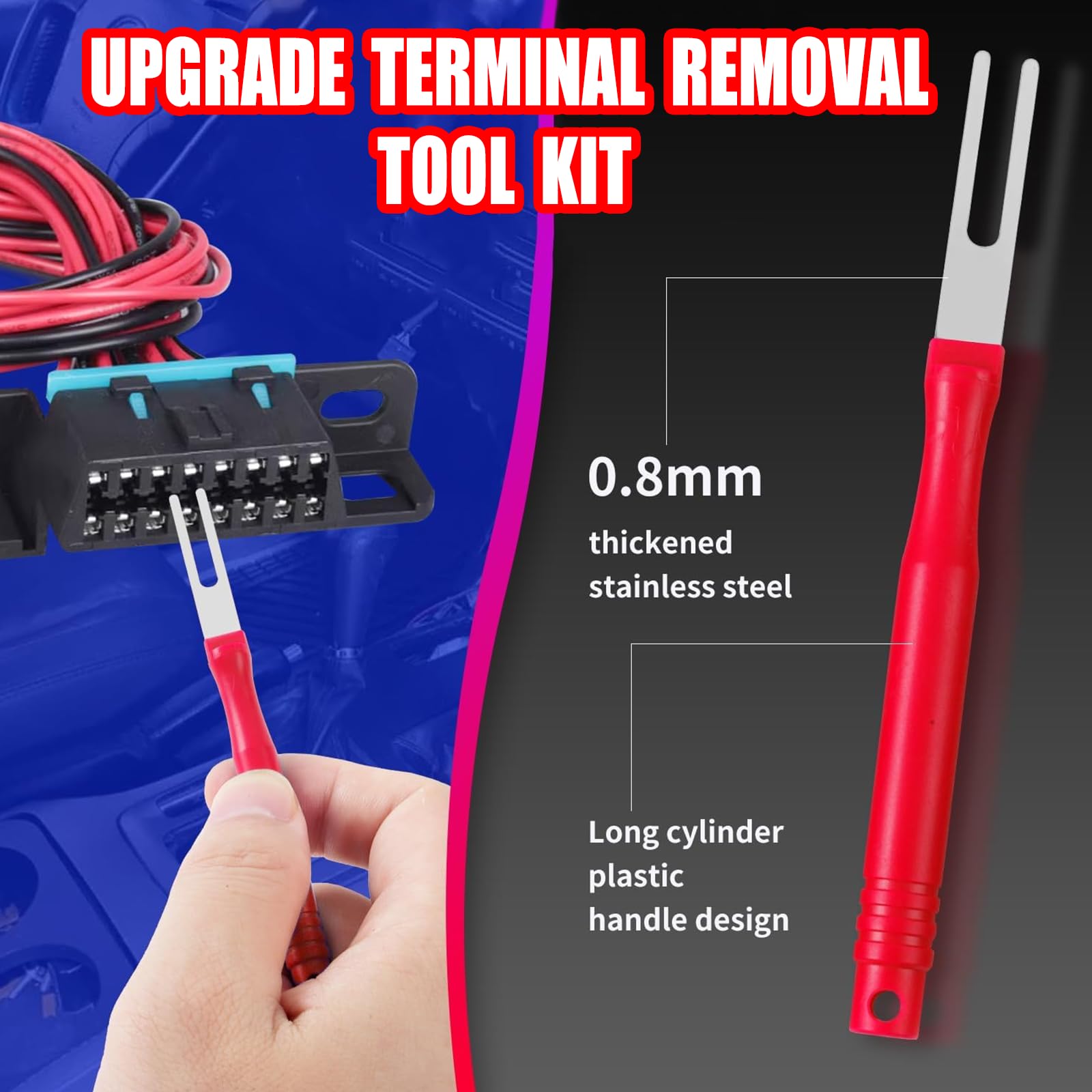 21Pcs Red Automotive Terminal Removal Tool Kit - Upgraded Electrical Pin Extractor Set for Wire Connectors & Household Devices | Car Repair, DIY Projects & Home Maintenance