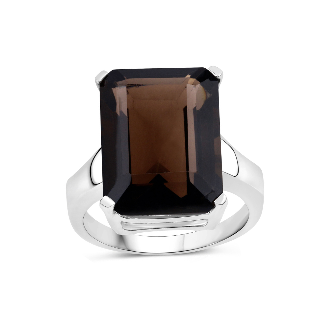 Genuine Brown Smoky Quartz Solitaire Ring - Elegant Gemstone Jewelry for Women | Perfect for Weddings, Anniversaries & Special Occasions
