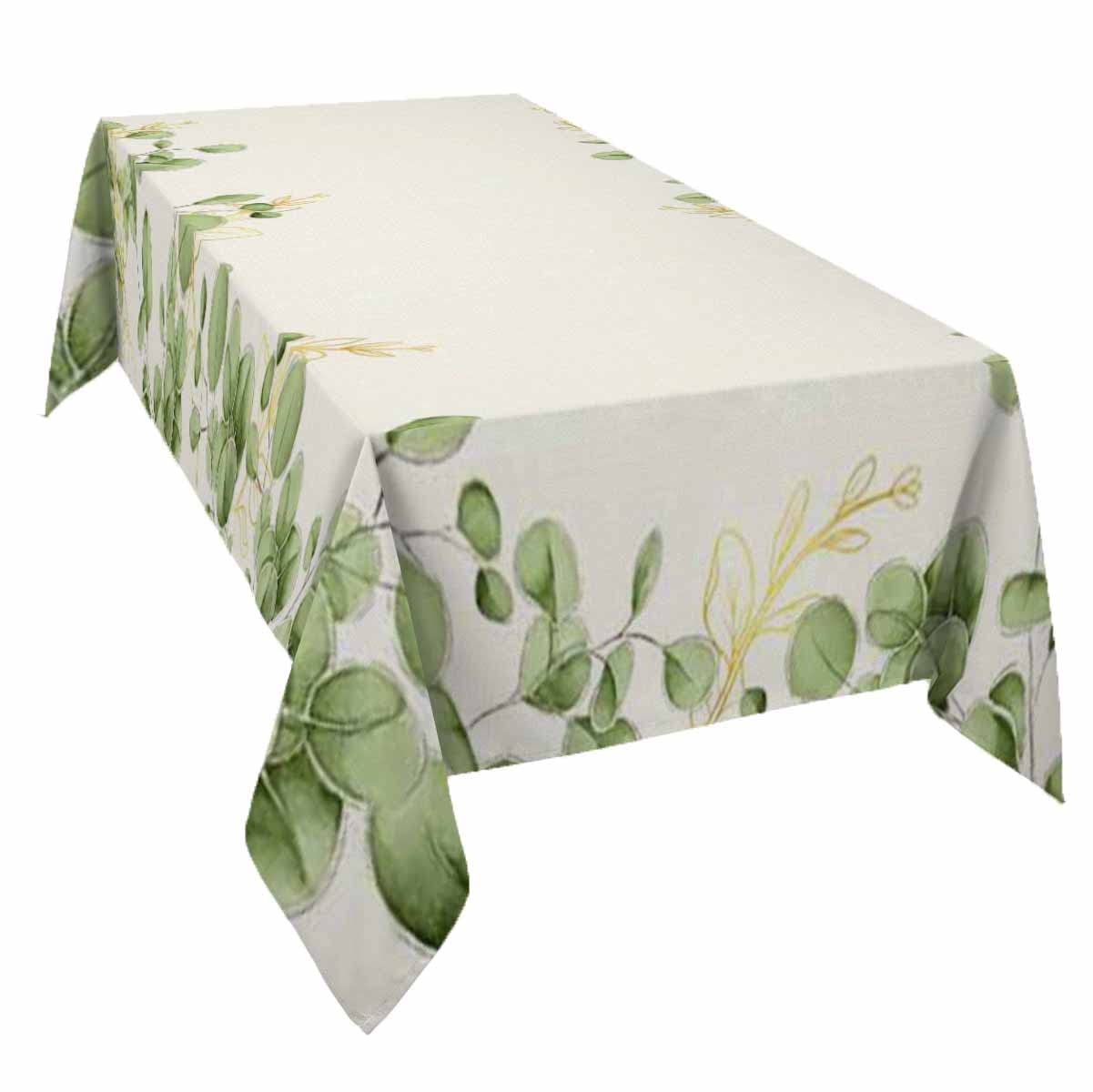 Eucalyptus Watercolor Green Leaf Waterproof Oil-Proof Tablecloth - 60x120 Inch Rectangle Spillproof Table Cover for Kitchen, Dining, Indoor & Outdoor Use | Perfect for Picnics, Parties & Daily Dining Protection