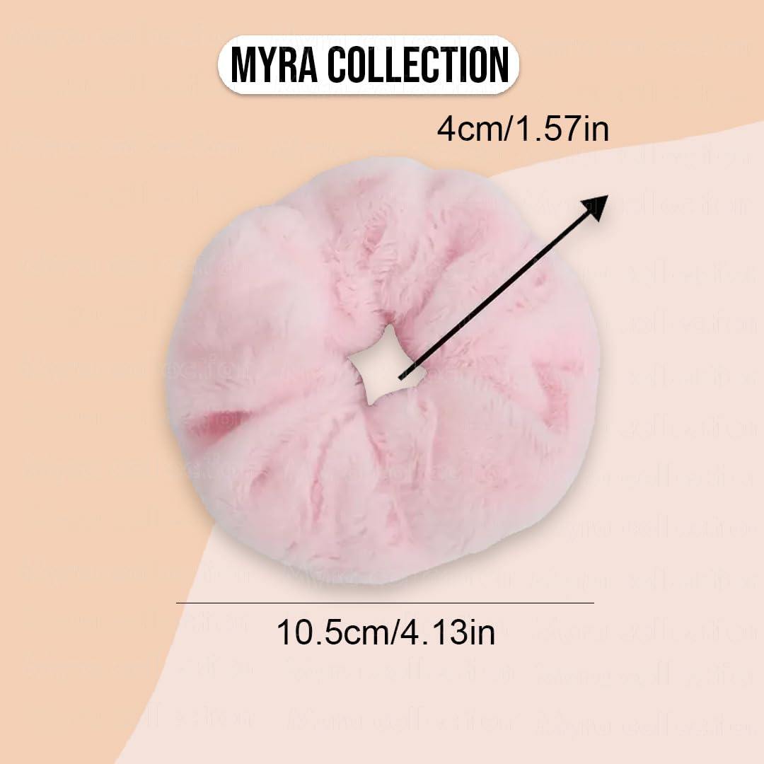 Myra Collection 5-Pack Soft Fuzzy Hair Ties for Women & Girls - Warm Winter Ponytail Holders, Stretchy Hair Ropes for Thick Hair - Perfect for School, Work, and Casual Outfits