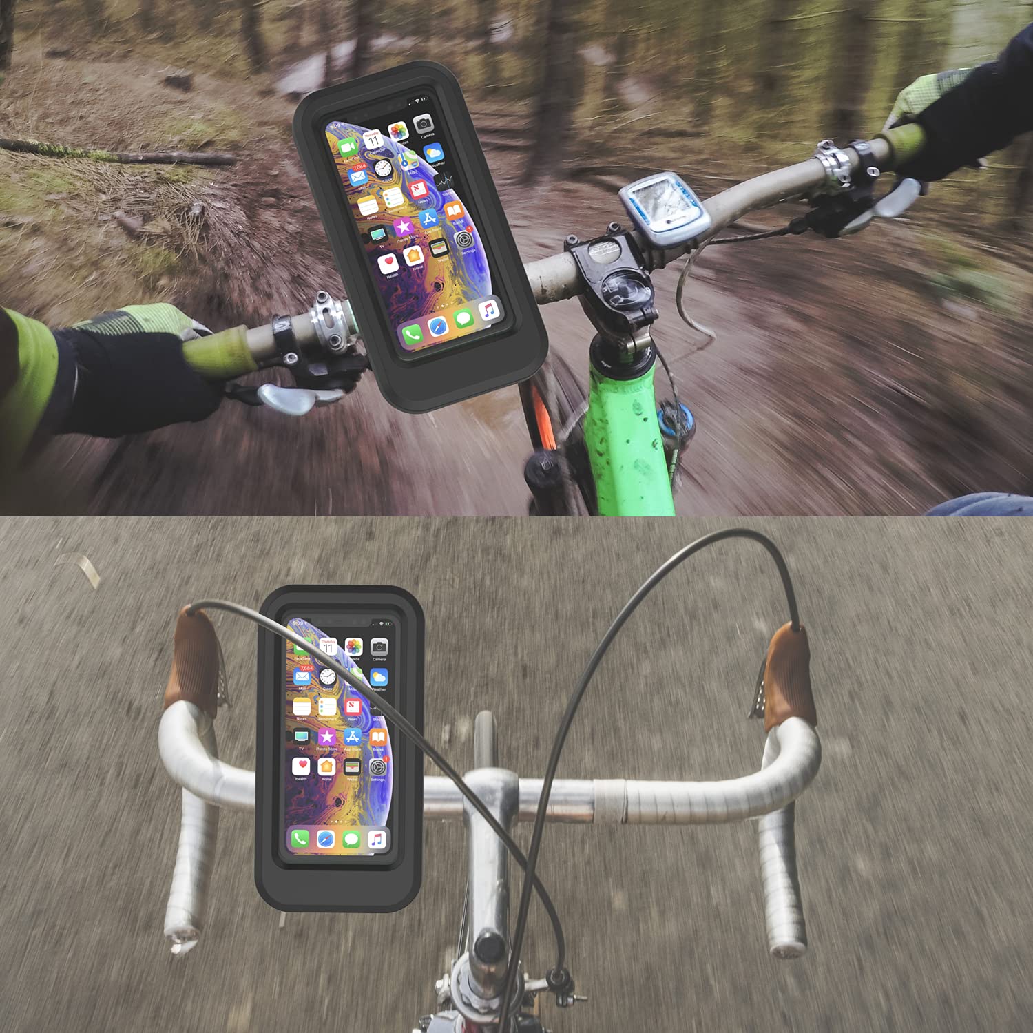 **Punkcase Waterproof Bike Phone Mount Holder - Universal Adjustable Handlebar Stand for iPhone, Samsung, Android Phones up to 6.7