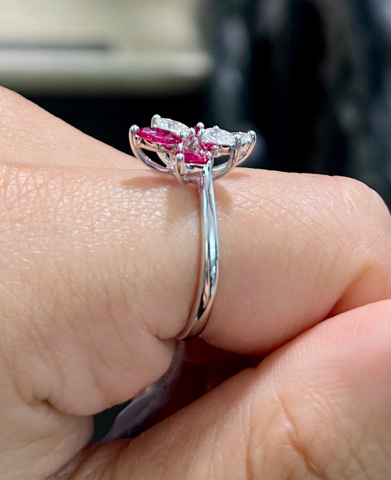 Exquisite Ruby & Diamond Petals Ring for Women - Elegant Floral Jewelry Gift for Anniversary, Valentine's Day & Special Occasions