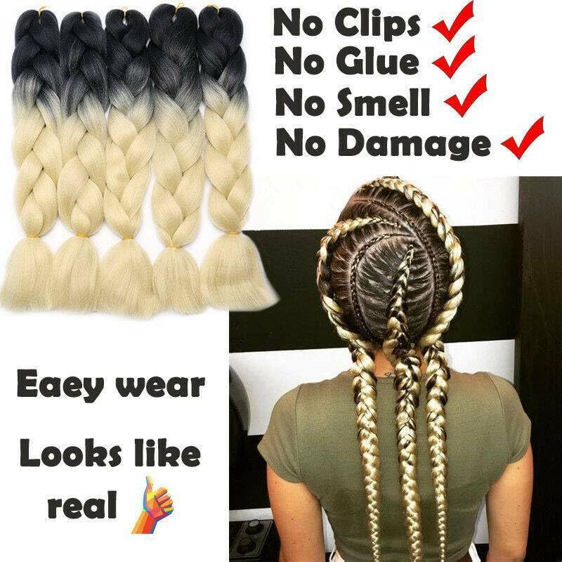 Ritzkart Ultra Braid 24 Inch Raw Hair Braiding Hair for Wigs, Hair Extensions & Dreadlocks - Dark to Light Pink (B40) | Perfect for Styling, Cosplay & Protective Hairstyles