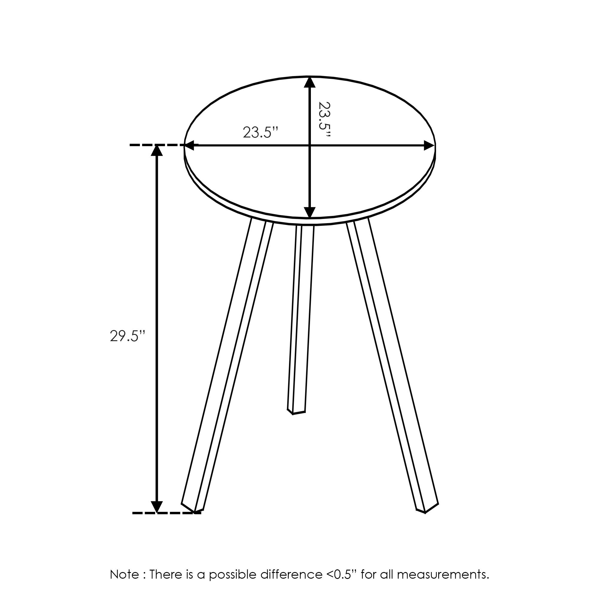 Furinno Redang 3-Leg Round Indoor Outdoor Patio Dining Table - Walnut Finish, Compact Coffee Table for Small Spaces, Perfect for Balcony, Garden & Picnic Use