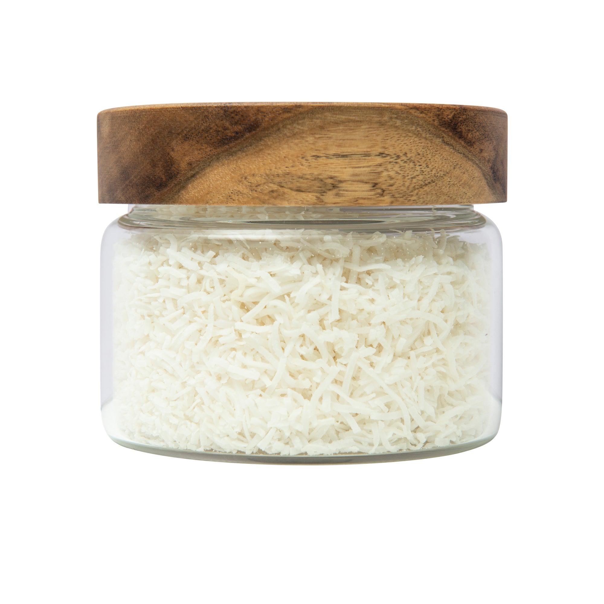 Premium 500ml Acacia Wood Lid Glass Jar - Ideal for Storing Tea, Coffee, Spices & Kitchen Organization