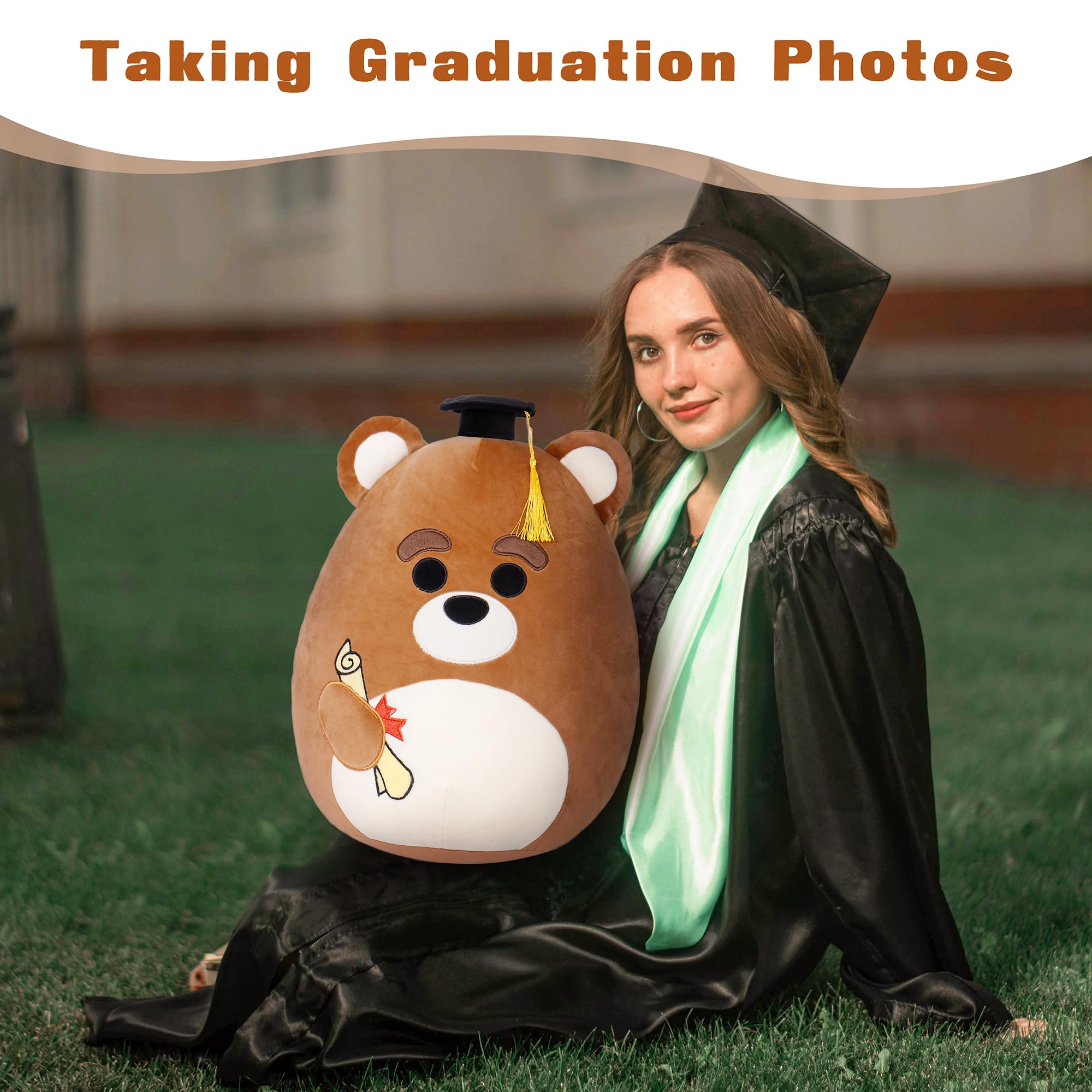 2025 Graduation Bear Plush Toy with Mini Cap - Cute Stuffed Animal Gift for Middle, High & Elementary School Students | Perfect Graduation Party Favors & Decorations
