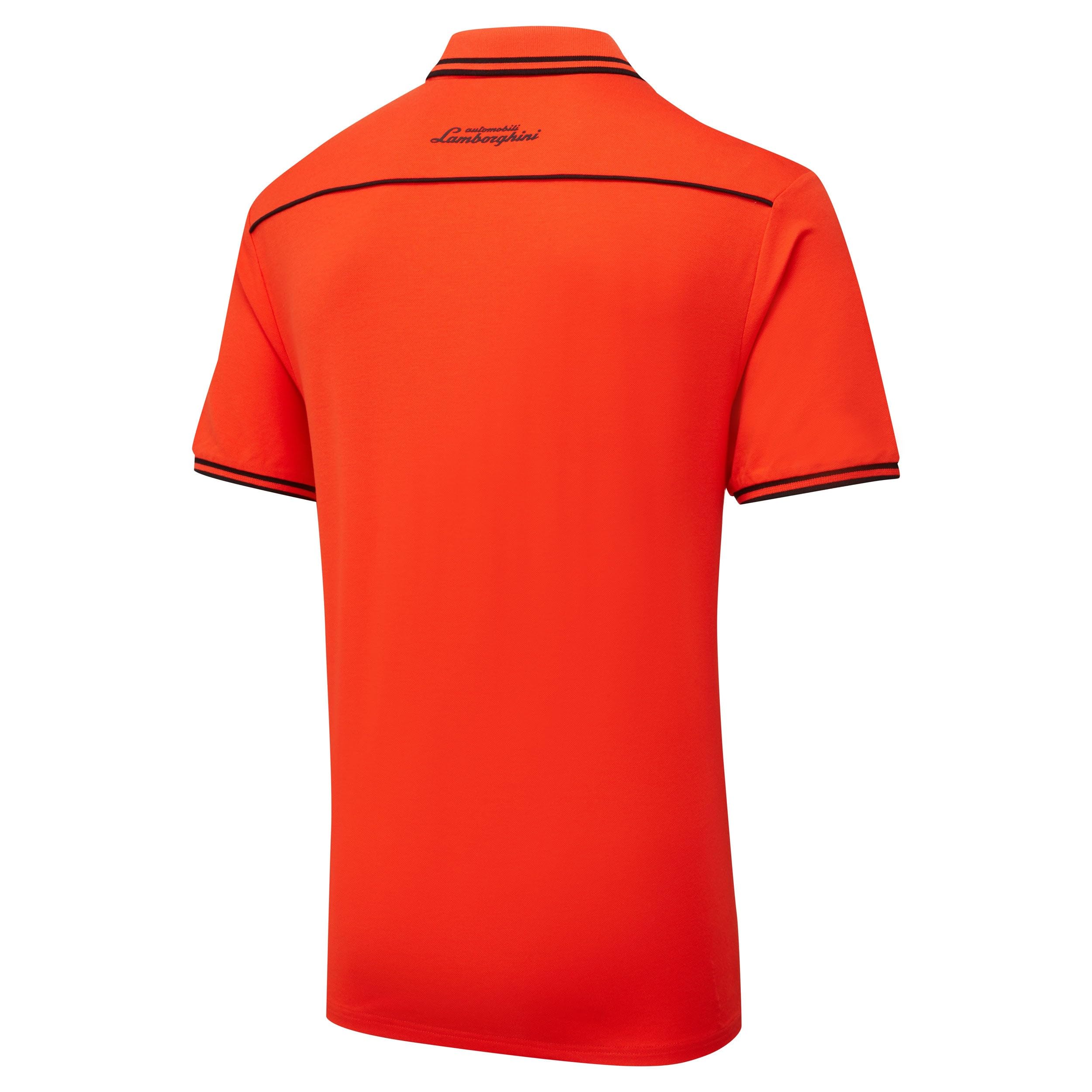 Lamborghini Squadra Corse Men's Performance Polo Shirt - Breathable Quick-Dry Golf & Travel Shirt - Orange Athletic Top for Casual Wear & Sports