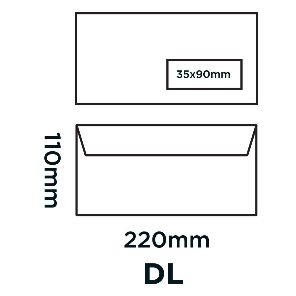 Premium 120 GSM Peel & Seal Business Envelopes 110 x 220mm with Wallet Window - Pack of 500, Cream Wove (61884) for Mailing Invoices, Statements & Business Correspondence