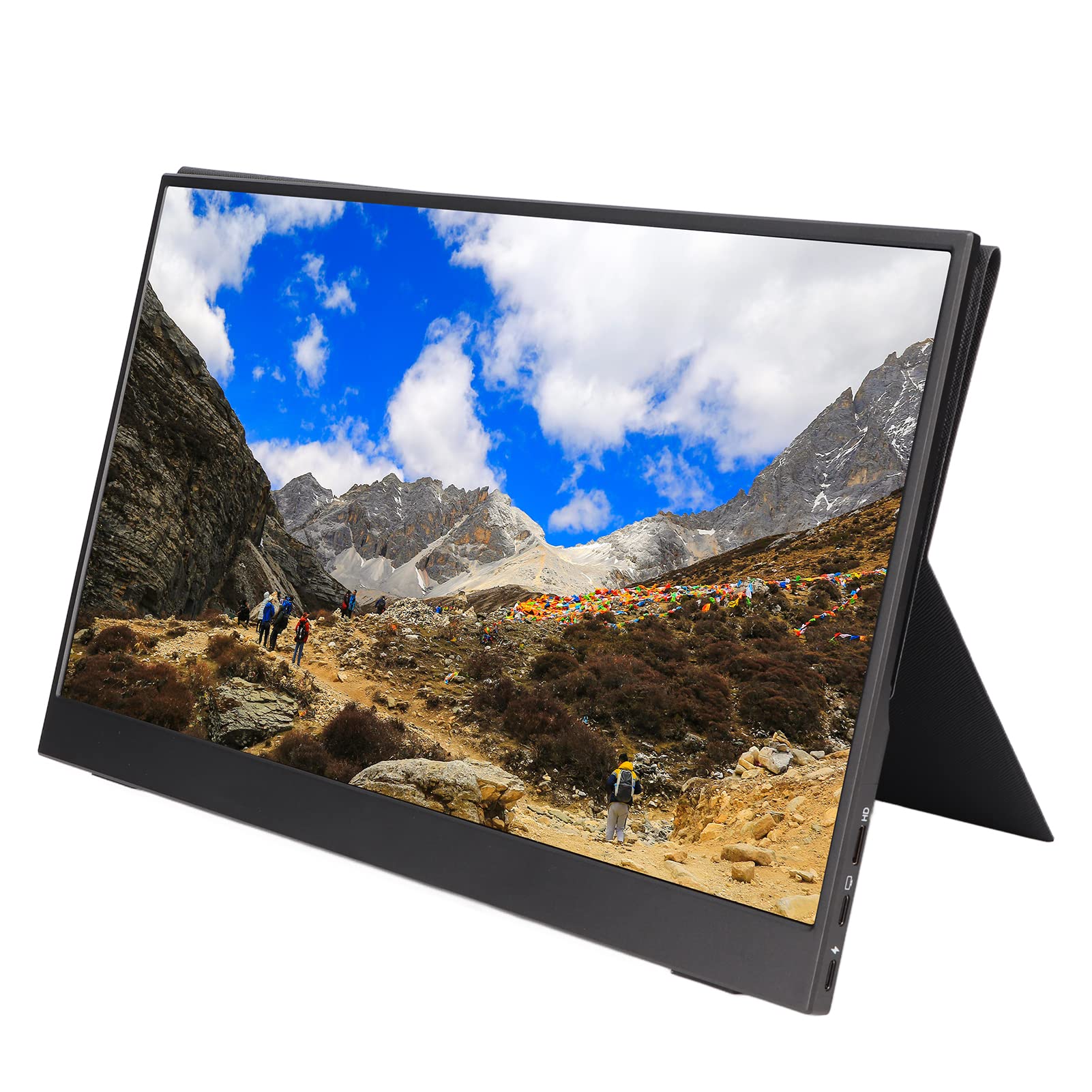 15.6 Inch FHD Portable Monitor - 1080P IPS HDMI Type-C Computer Display with 178° Viewing Angle & Magnetic PU Leather Case, 60Hz Refresh Rate for Laptop, PC, Gaming, Business Travel & Home Office (UK Plug, 100-240V)